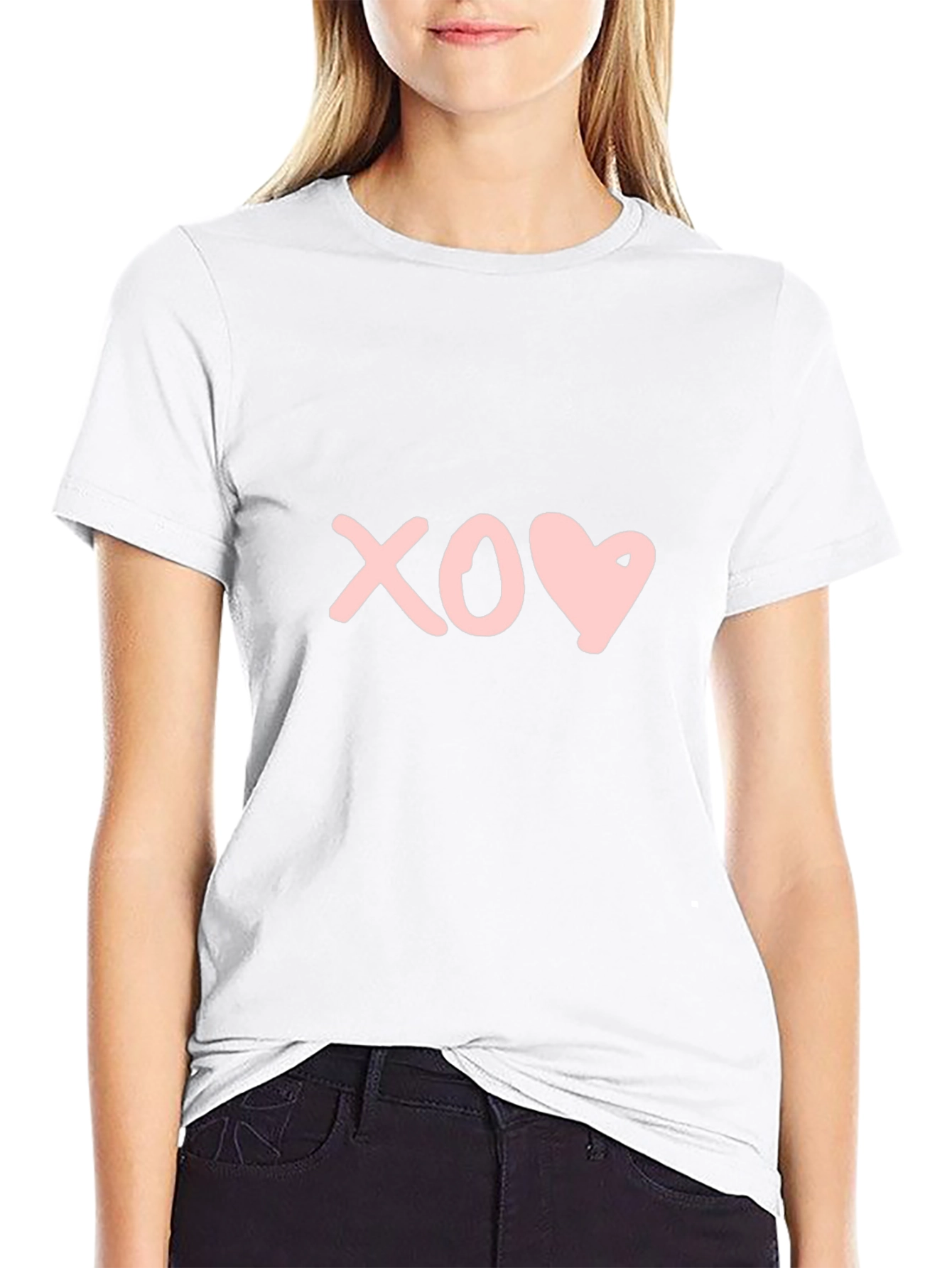 XO Heart Graphic Tee - Black Crew Neck T-Shirt