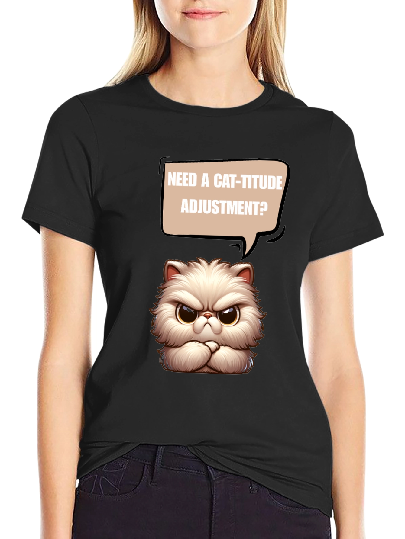 Cat-itude T-Shirt - Funny Grumpy Cat Design