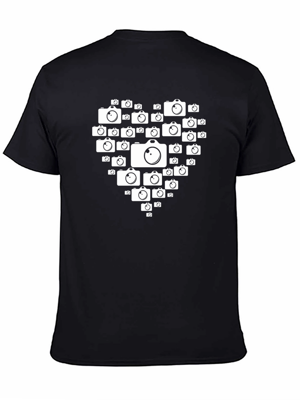 Camera Heart Graphic Black T-Shirt