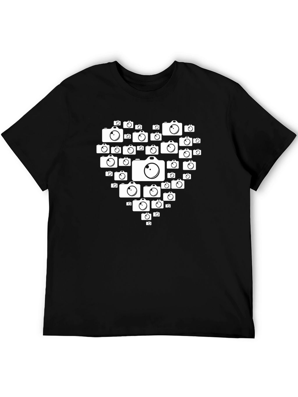 Camera Heart Graphic Black T-Shirt