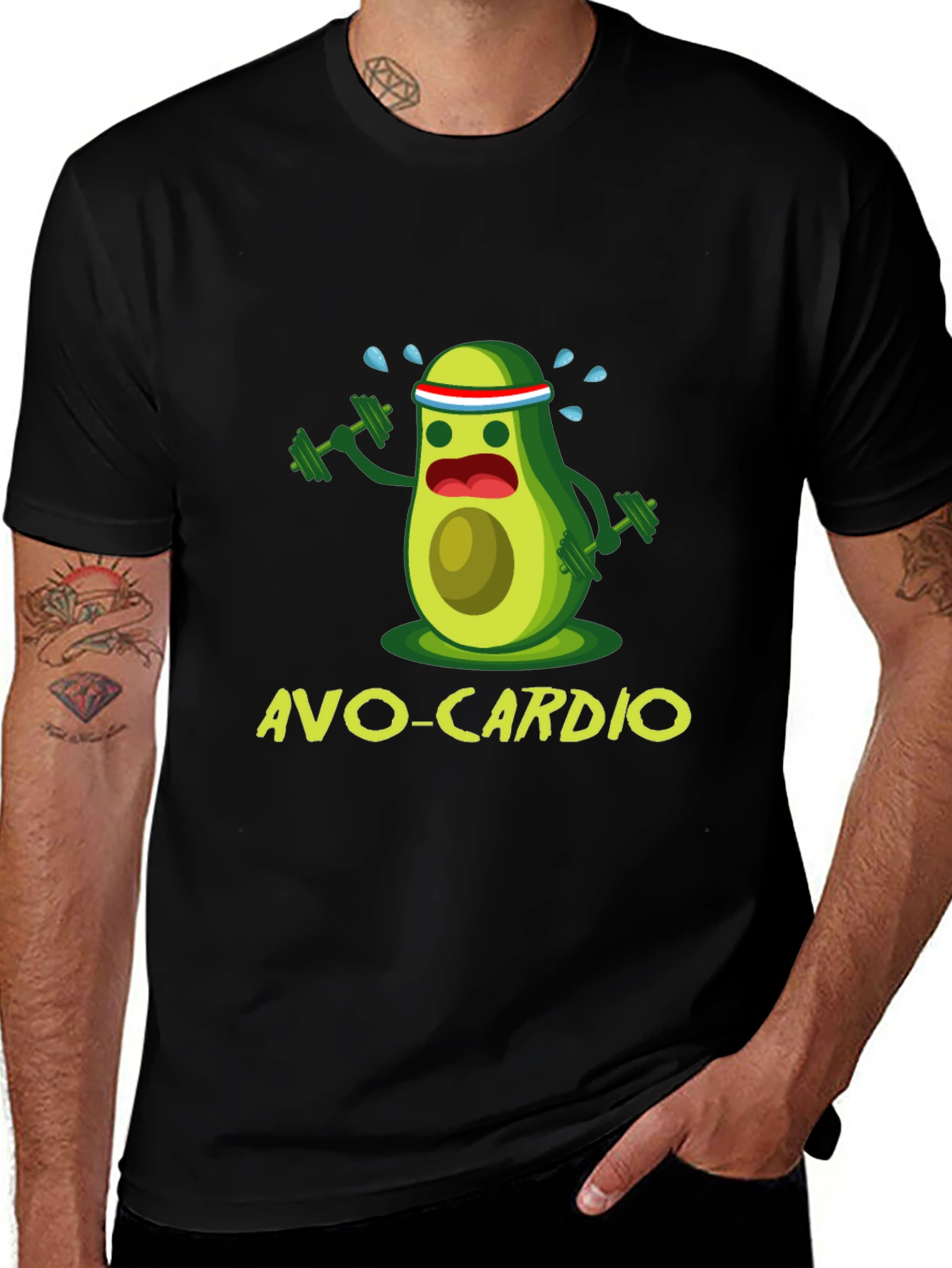 Avo-Cardio Black T-Shirt Funny Avocado Workout Tee