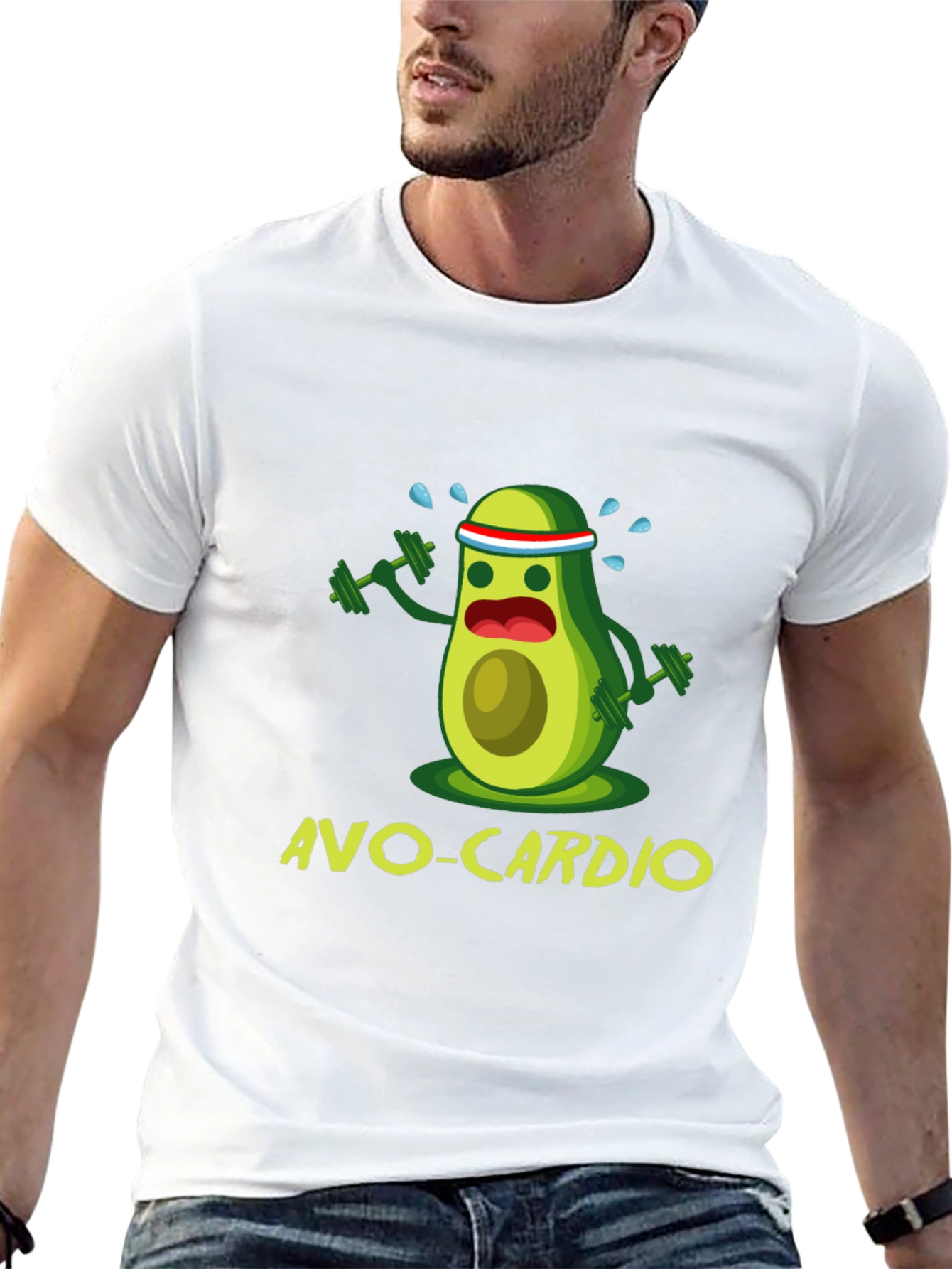 Avo-Cardio Black T-Shirt Funny Avocado Workout Tee