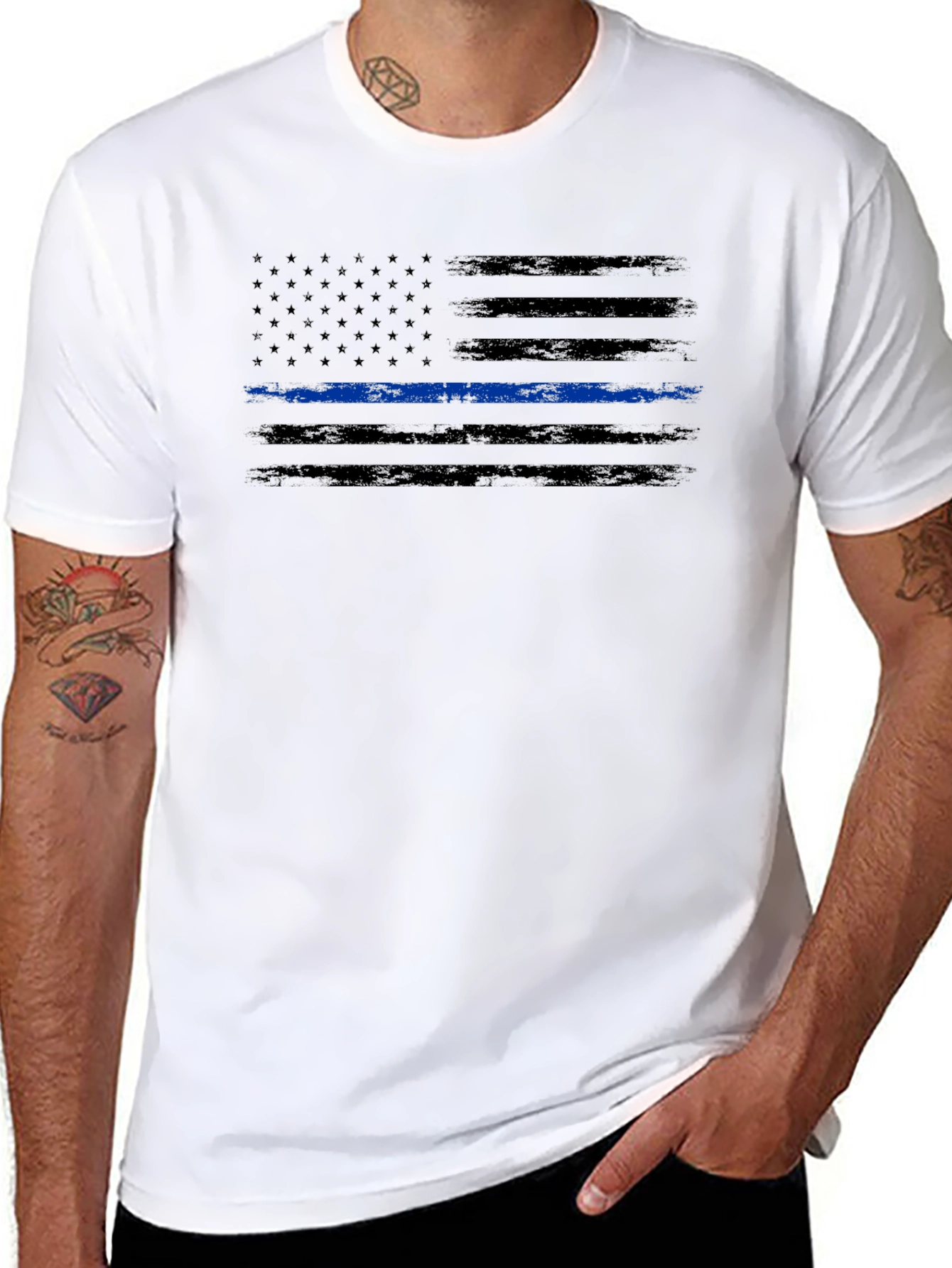 Thin Blue Line American Flag Graphic Tee