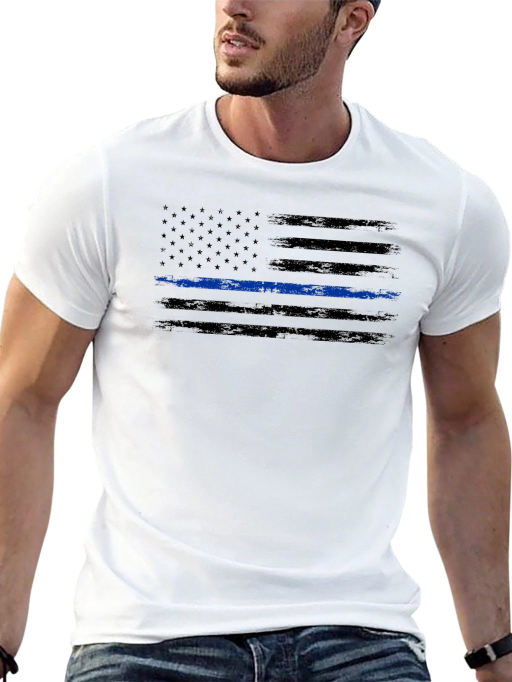 Thin Blue Line American Flag Graphic Tee