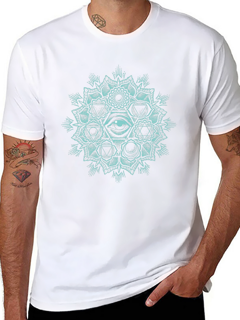 Mystic Eye Mandala Graphic T-Shirt - Black