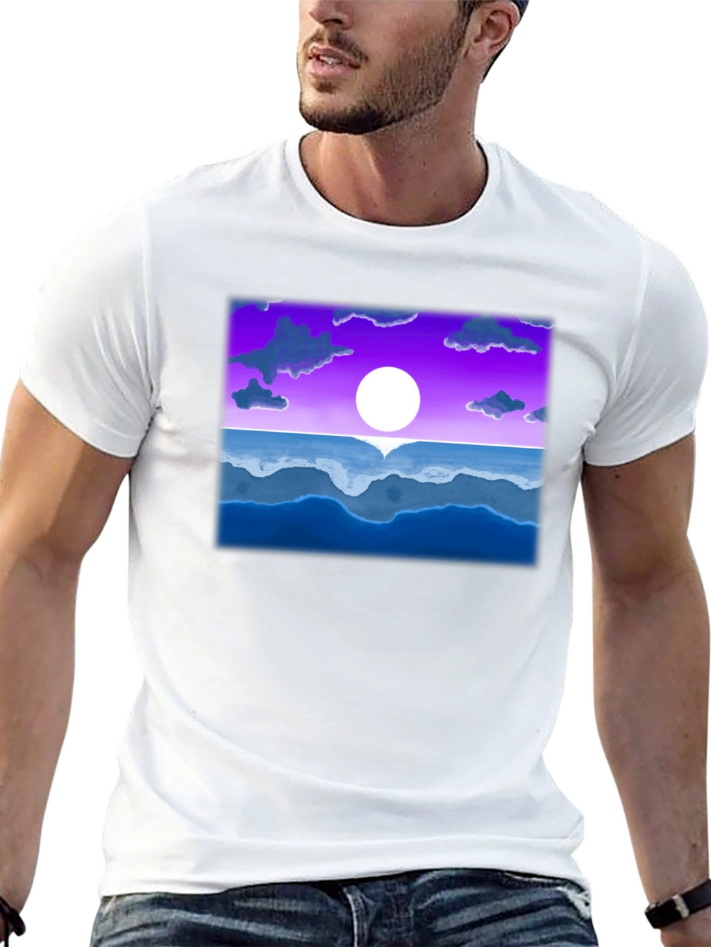 Sunset Ocean Graphic Tee - Black