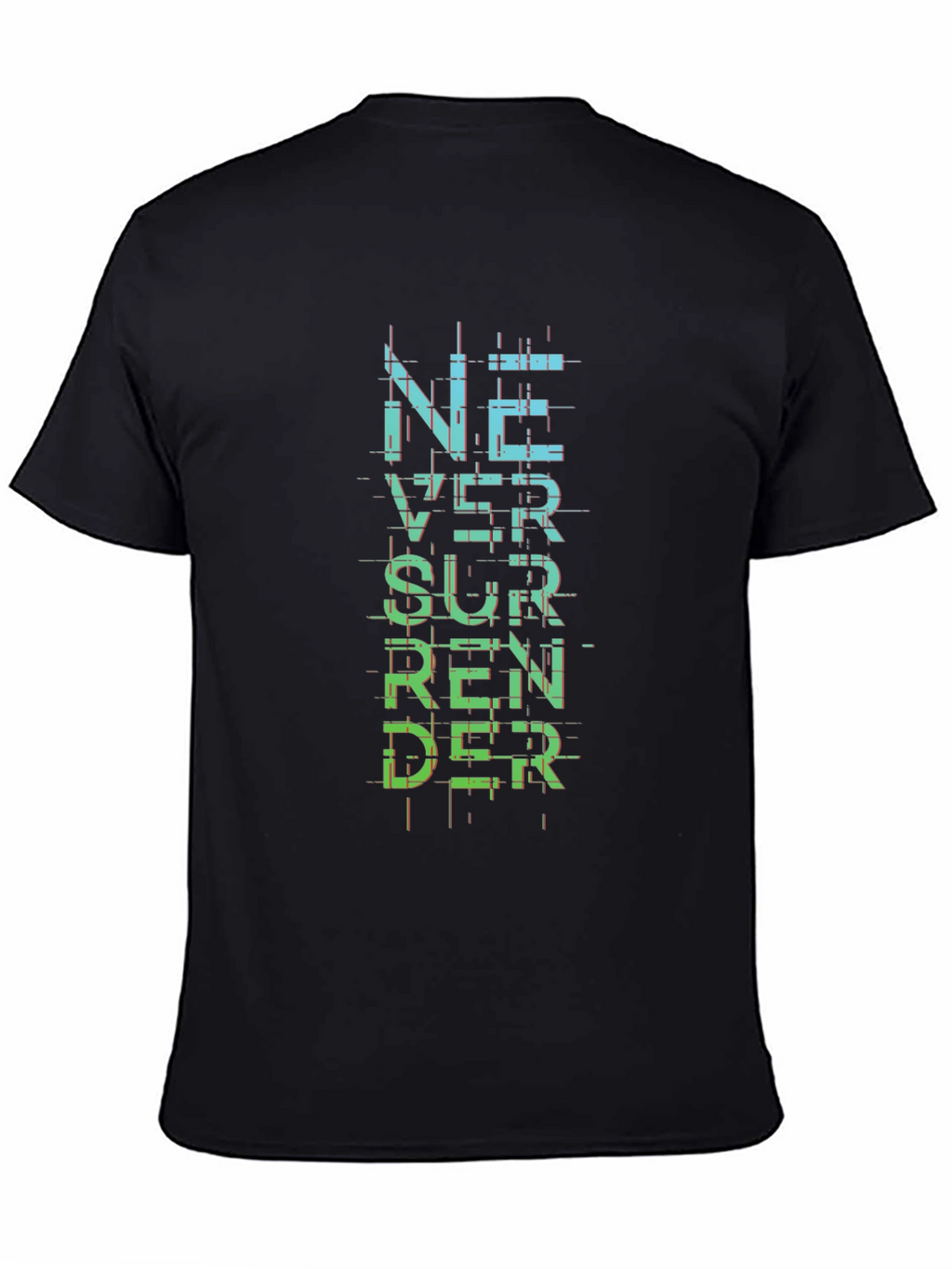 Never Surrender Graphic Print Black T-Shirt