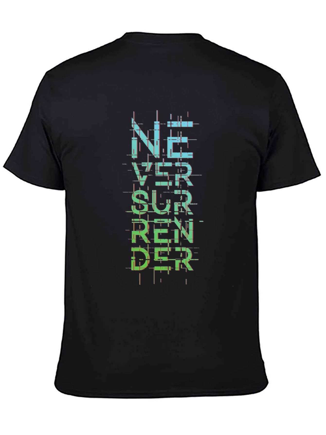 Never Surrender Graphic Print Black T-Shirt