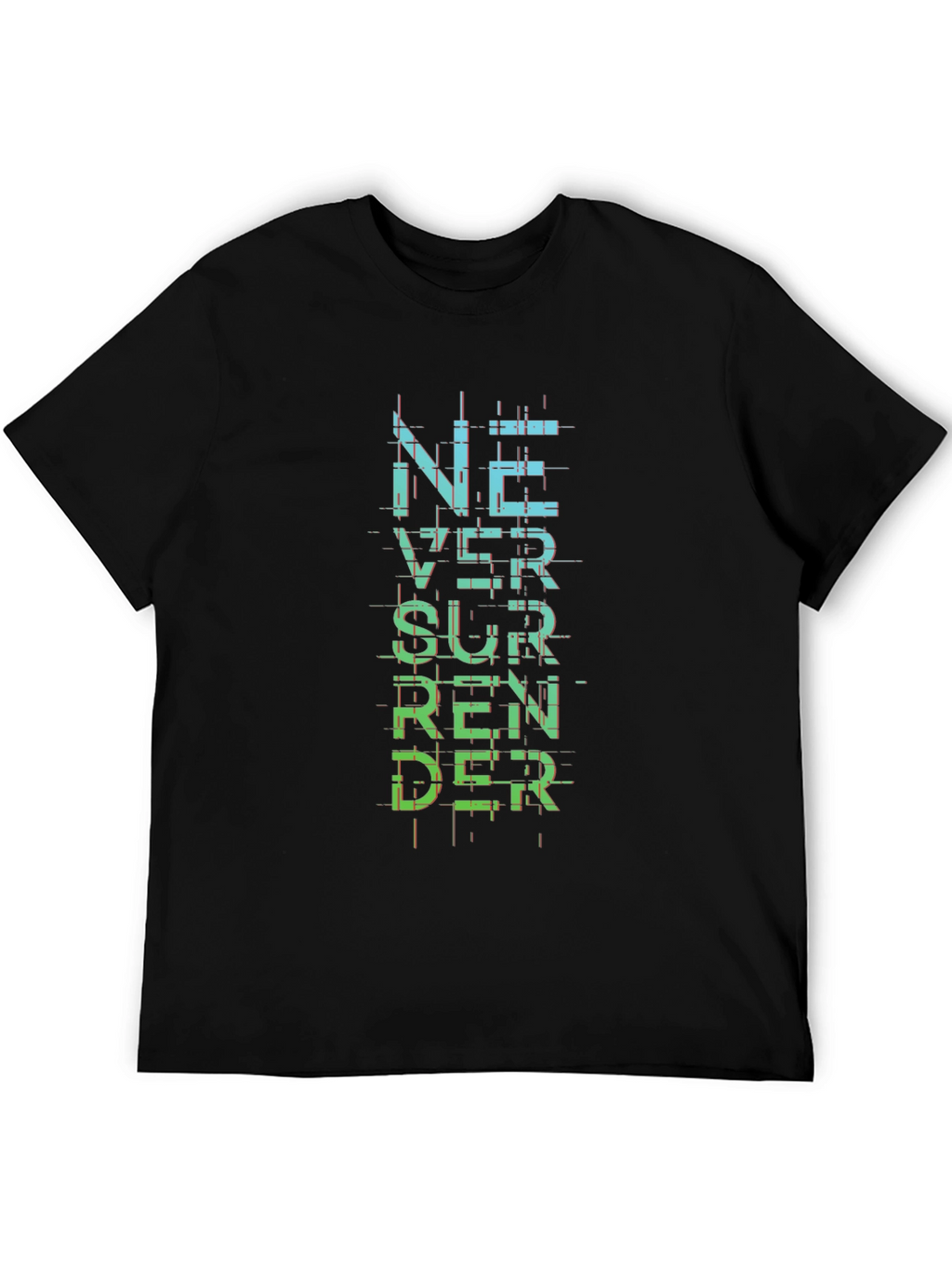 Never Surrender Graphic Print Black T-Shirt
