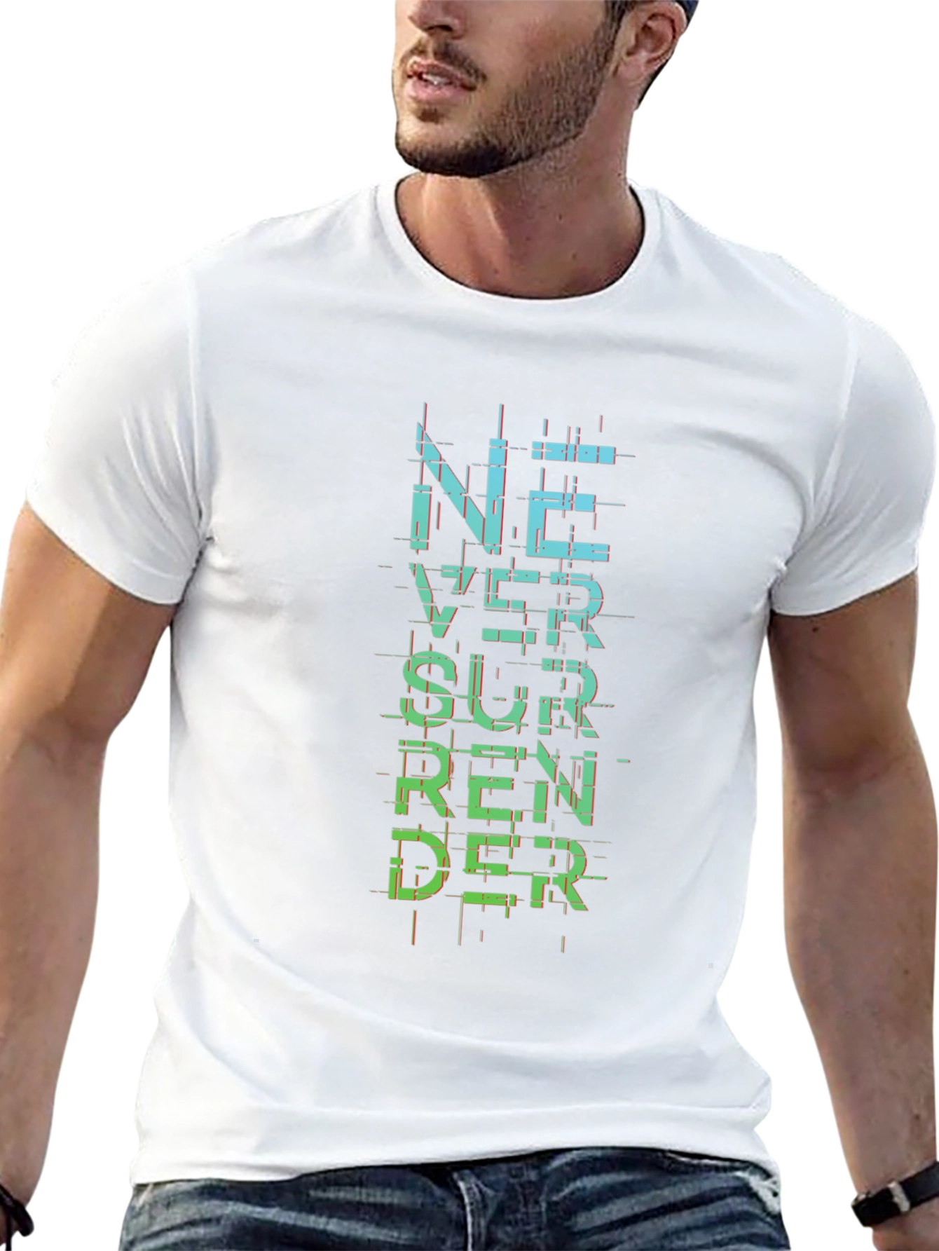 Never Surrender Graphic Print Black T-Shirt