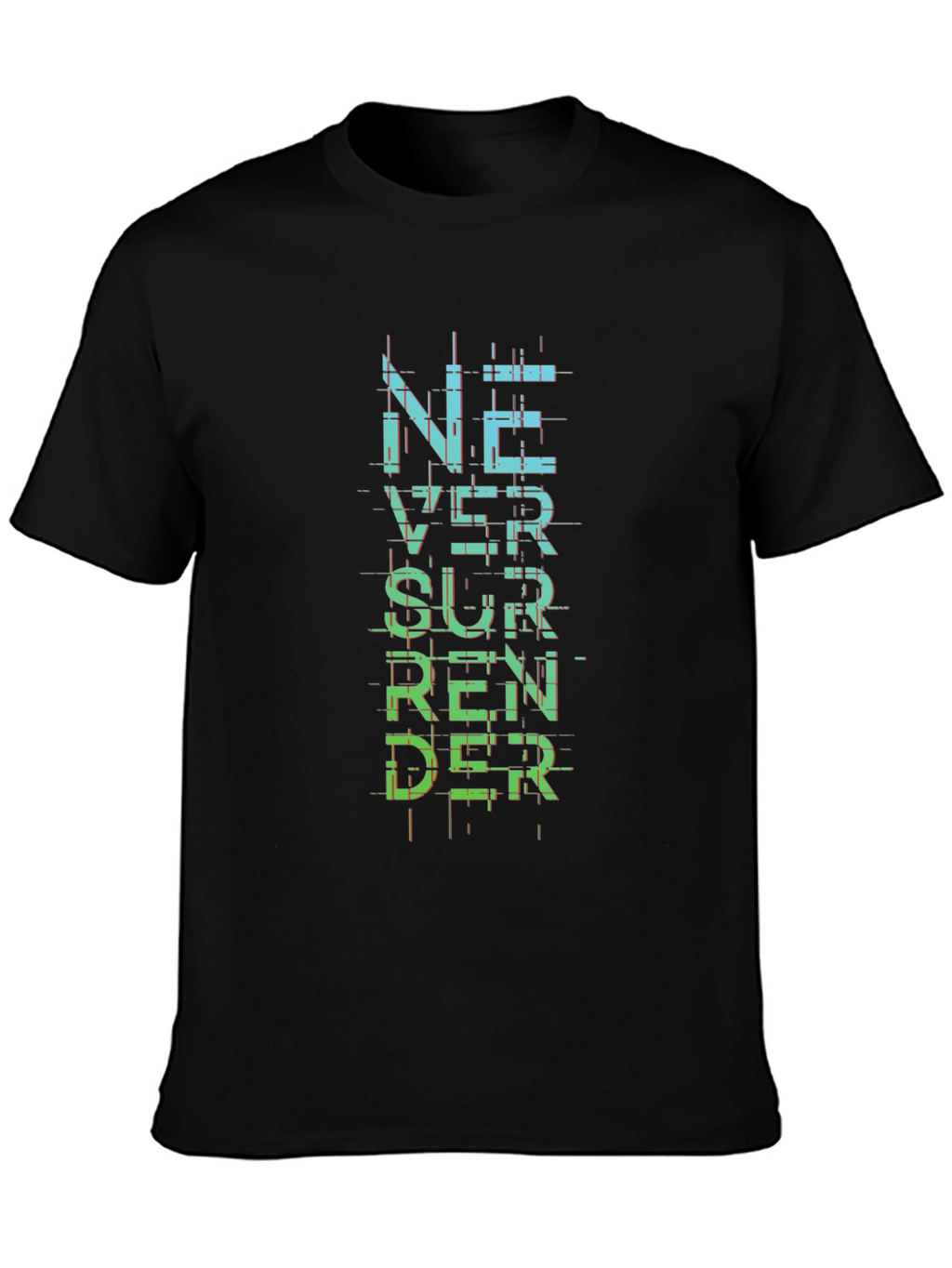 Never Surrender Graphic Print Black T-Shirt