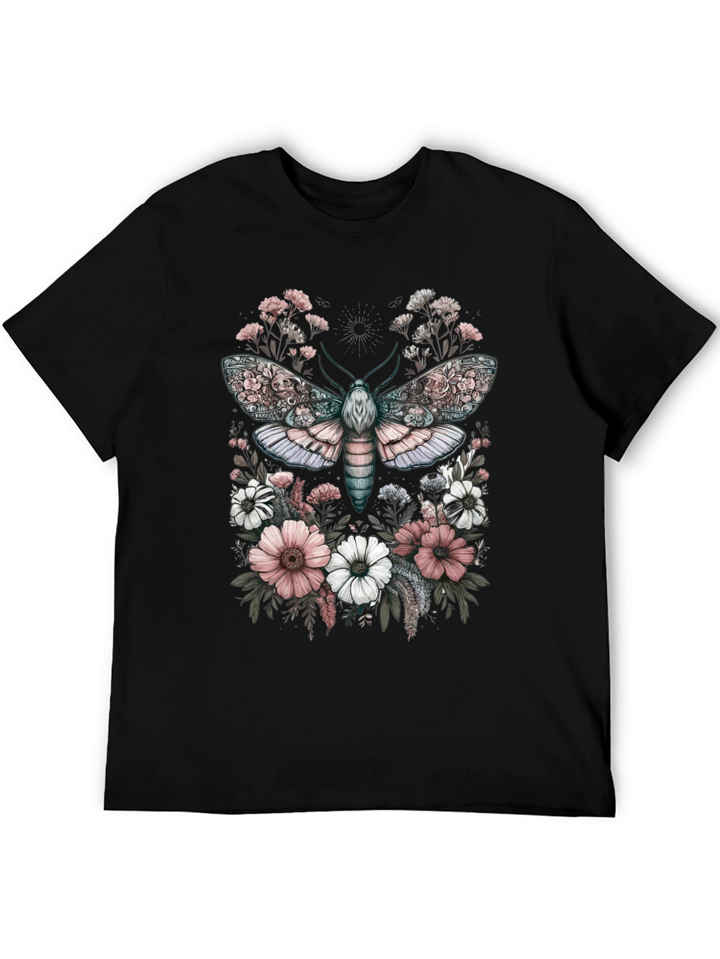 Floral Moth Graphic Tee - Unique Design