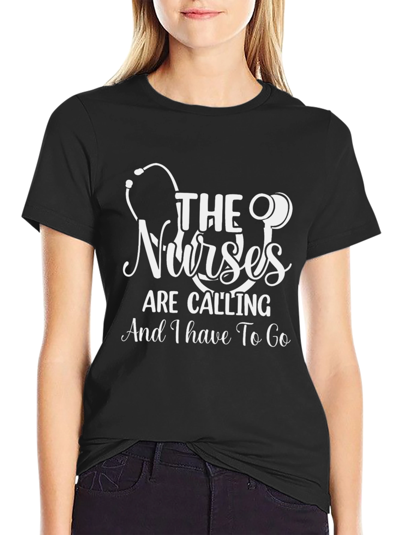 Nurses Are Calling T-Shirt - Black Cotton Blend