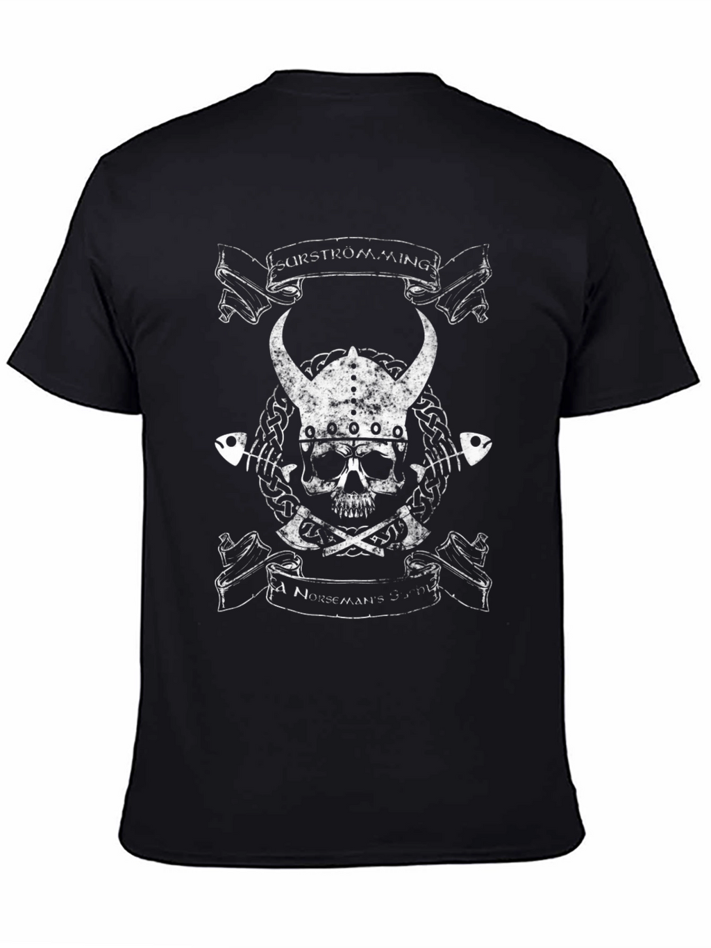 Viking Skull Graphic Print Black T-Shirt