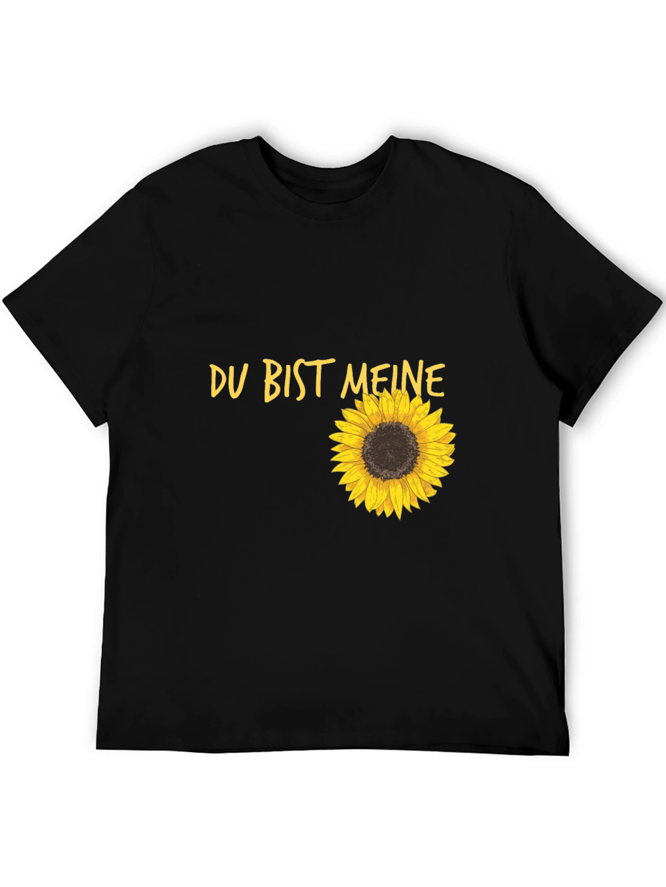 Du Bist Meine Sunflower Graphic Tee - Black Cotton T-Shirt