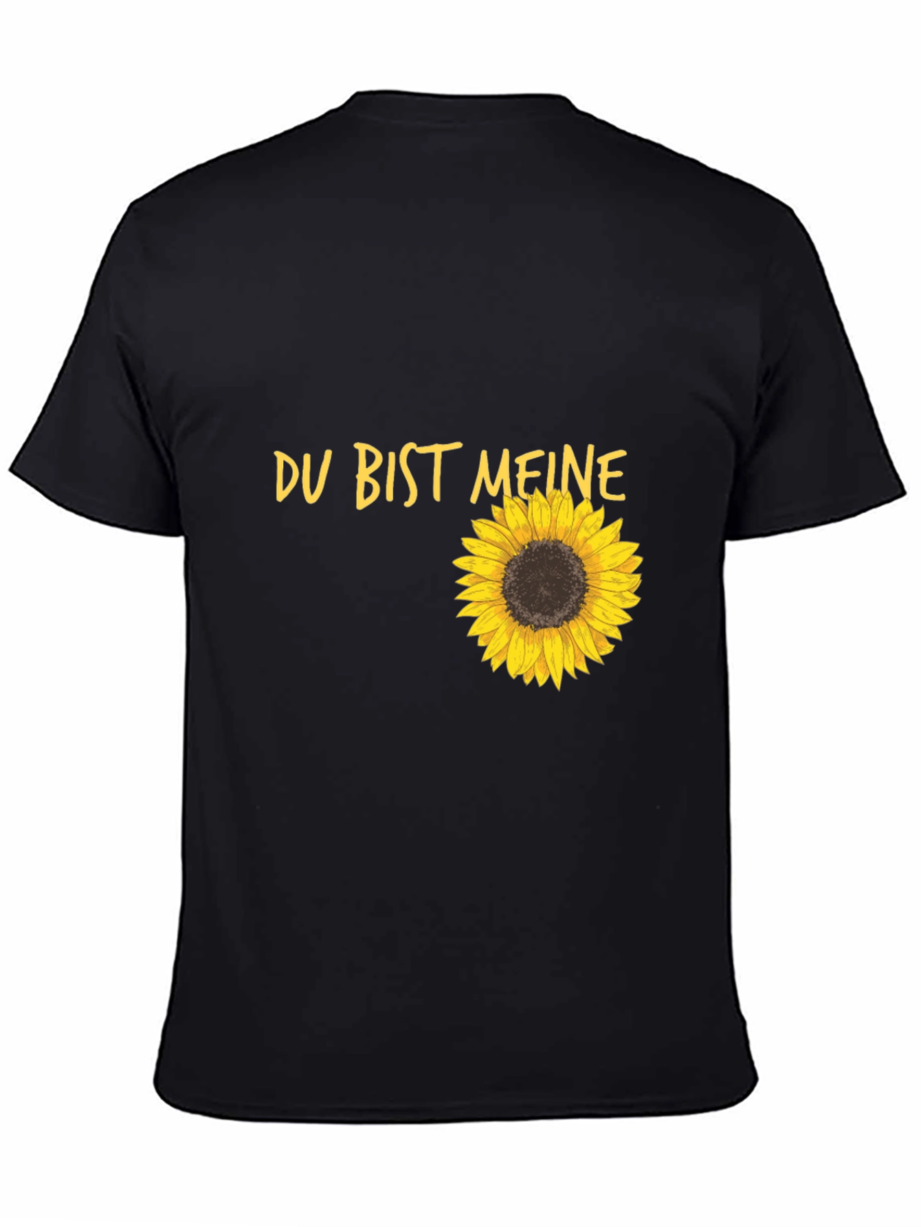 Du Bist Meine Sunflower Graphic Tee - Black Cotton T-Shirt