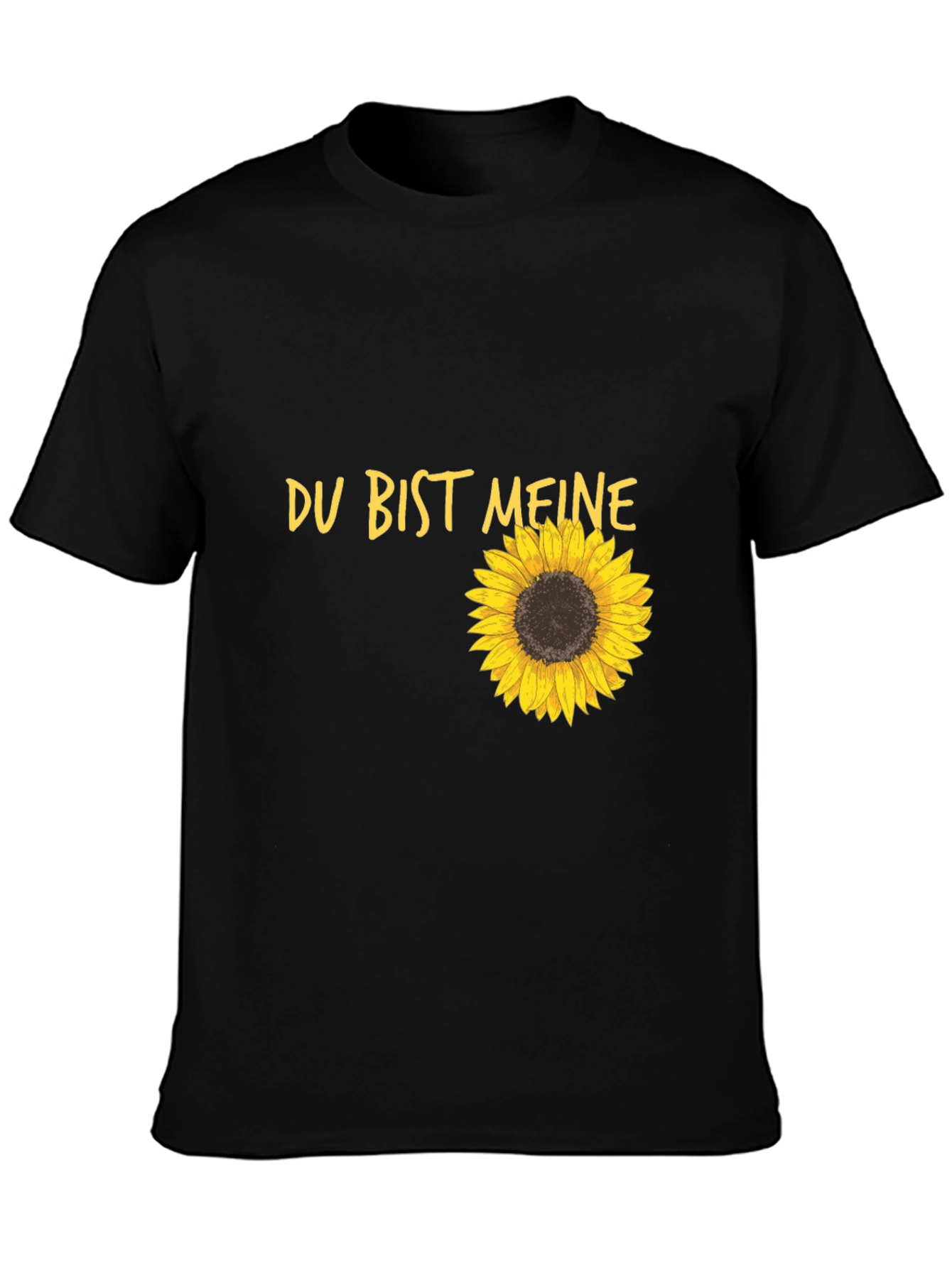 Du Bist Meine Sunflower Graphic Tee - Black Cotton T-Shirt