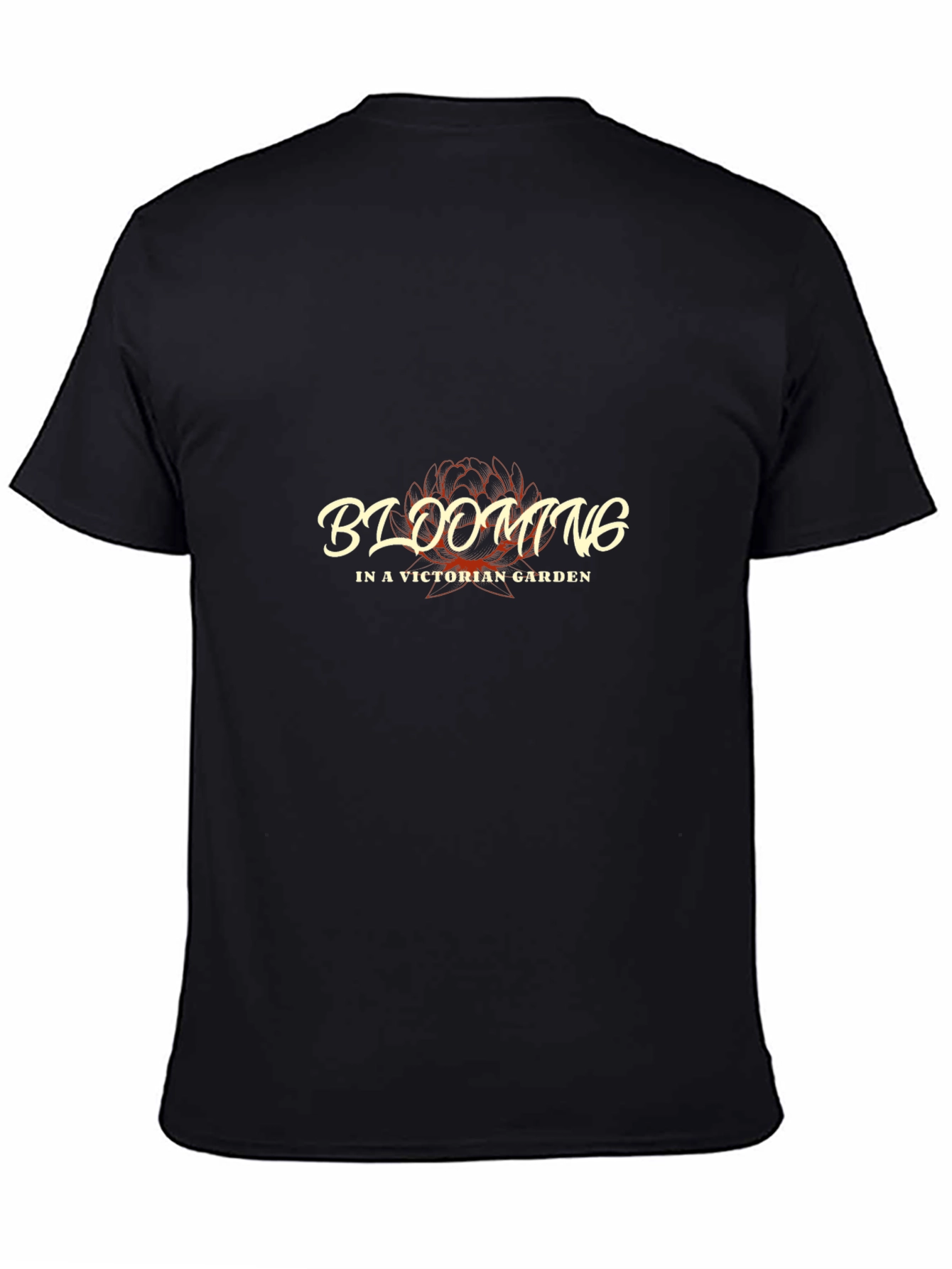 Blooming in a Victorian Garden Black T-Shirt