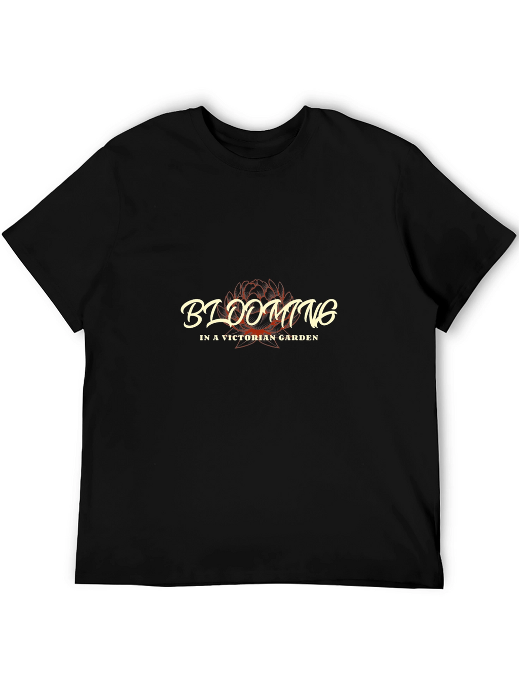 Blooming in a Victorian Garden Black T-Shirt