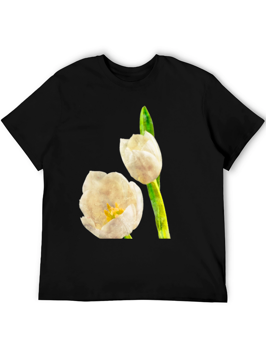 Tulip Graphic Tee - Black Cotton T-Shirt