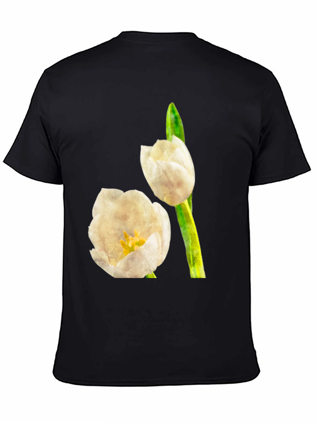 Tulip Graphic Tee - Black Cotton T-Shirt
