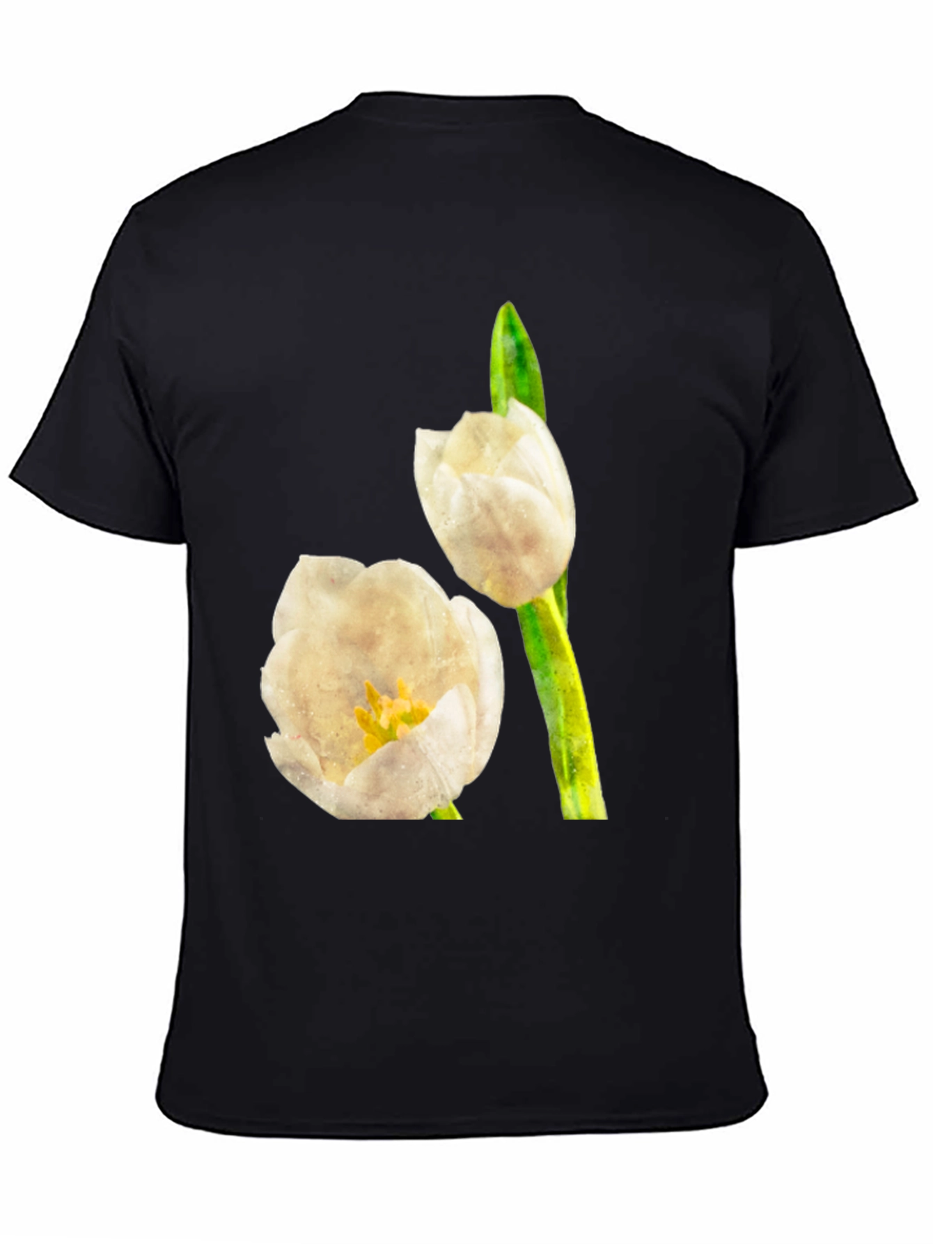 Tulip Graphic Tee - Black Cotton T-Shirt