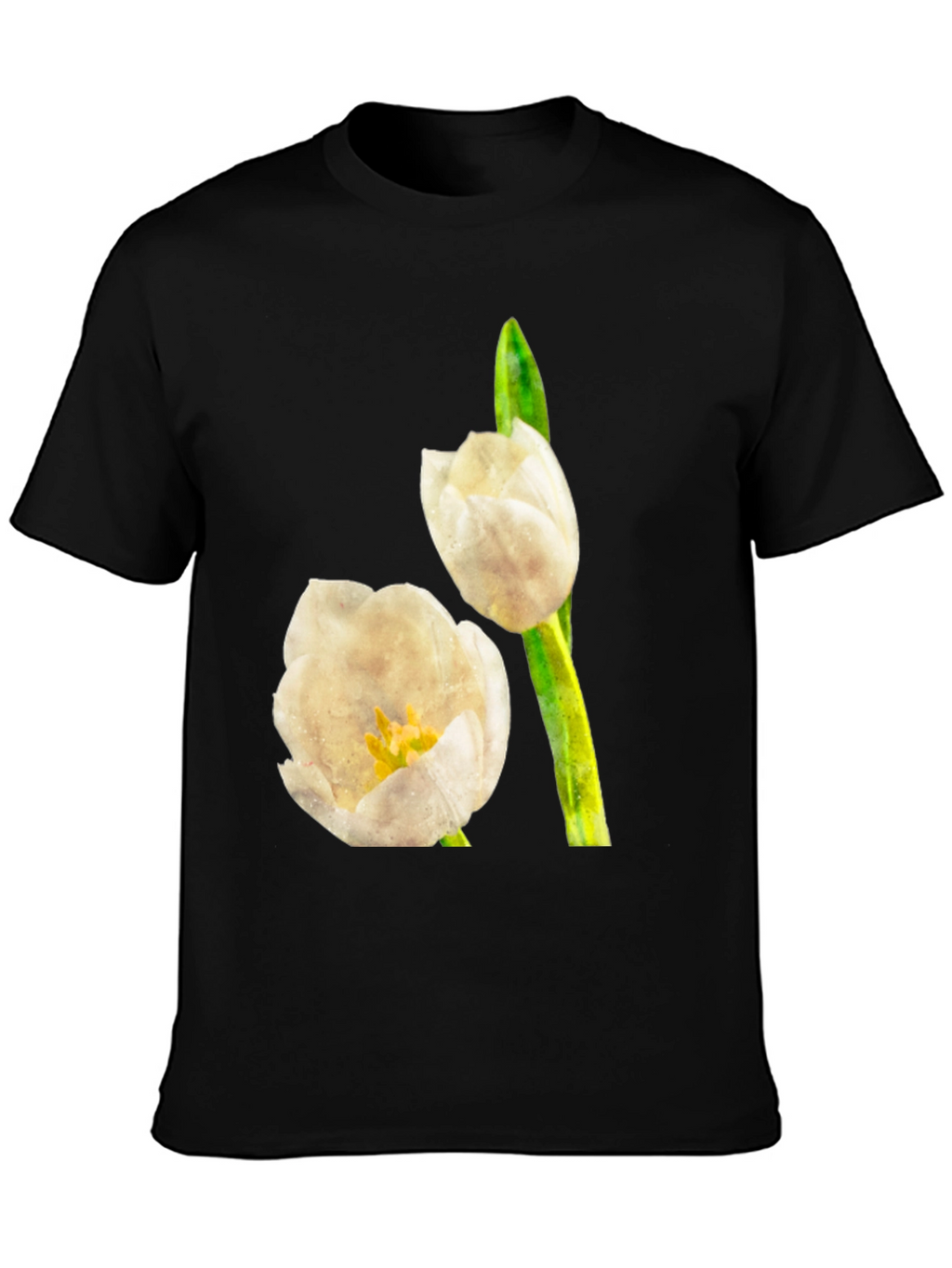 Tulip Graphic Tee - Black Cotton T-Shirt