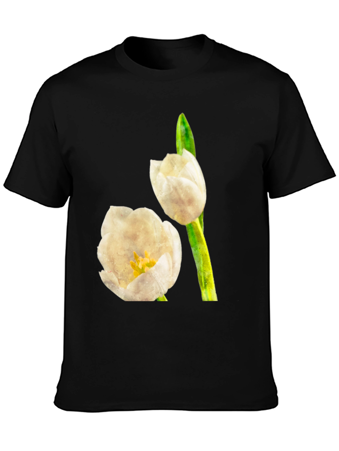 Tulip Graphic Tee - Black Cotton T-Shirt