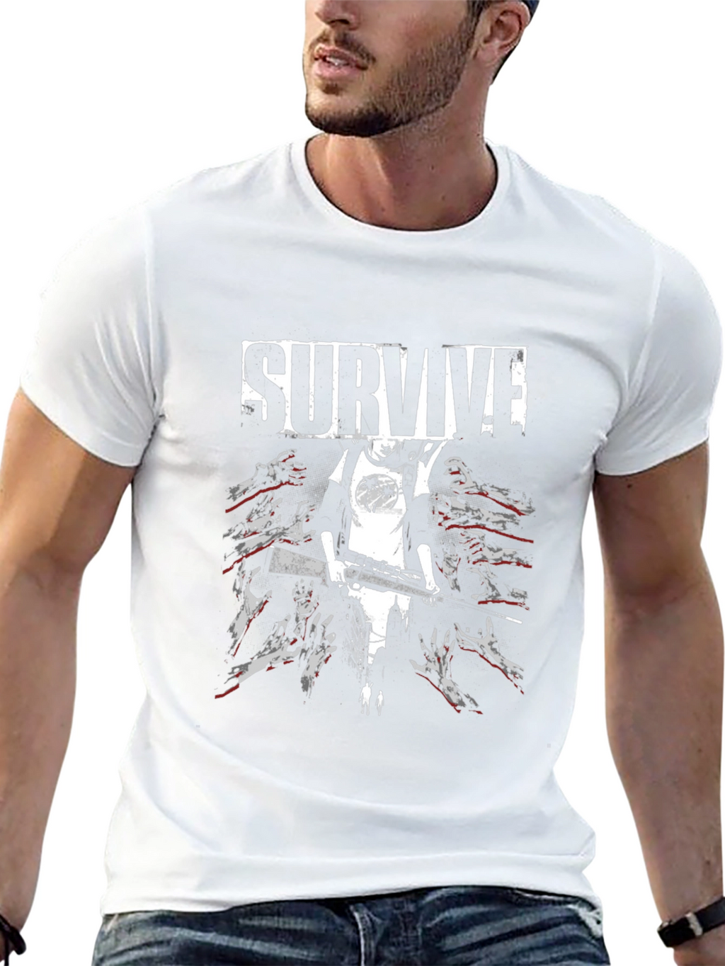 Survive Zombie Graphic Black T-Shirt