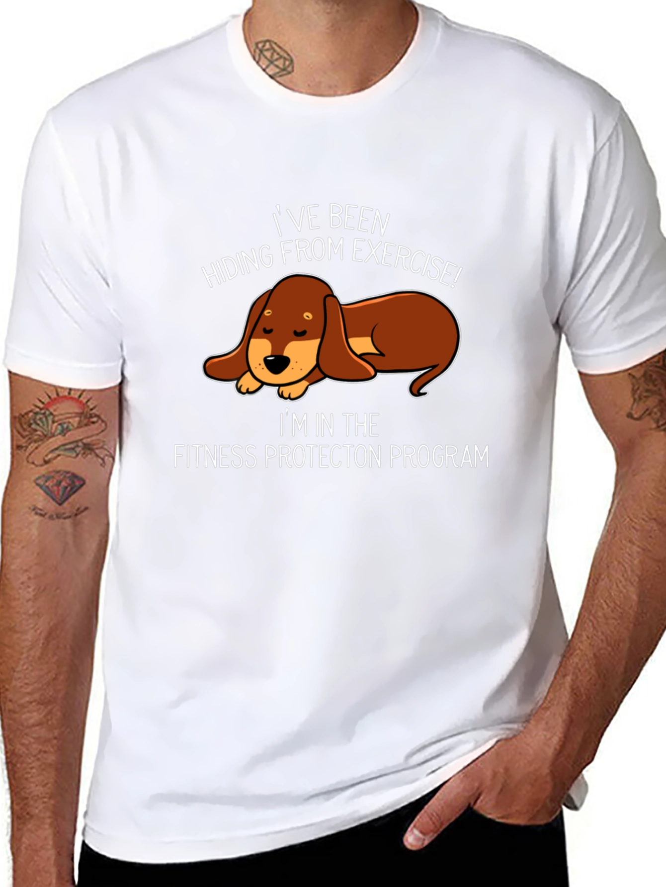 Funny Dachshund Fitness Protection Program T-Shirt