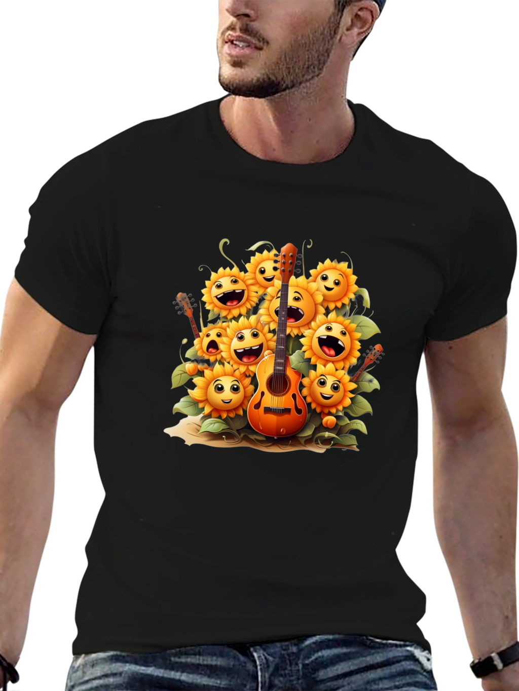 Sunflower Guitar Graphic Tee - Black