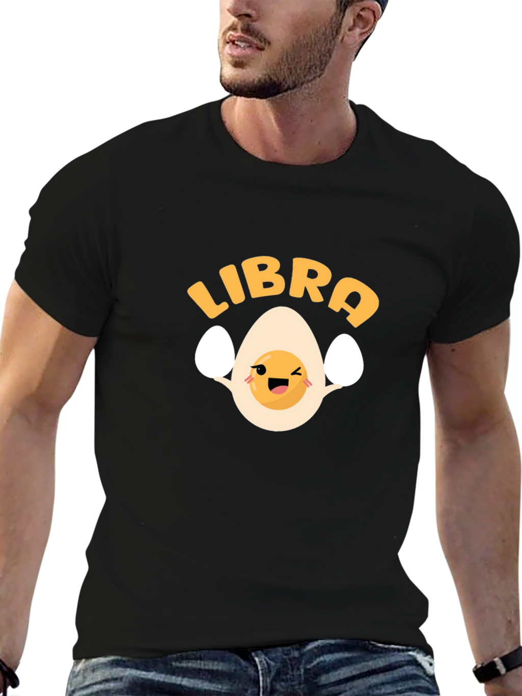 Libra Egg Zodiac T-Shirt - Black Cotton Tee