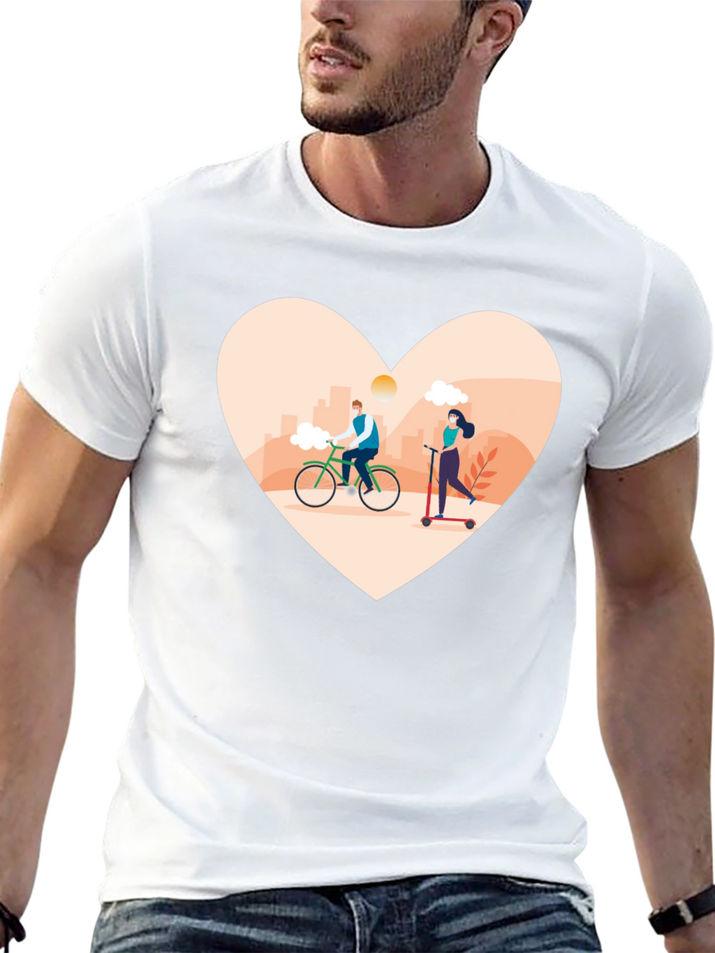 Heart Design T-Shirt - Cyclist & Scooter