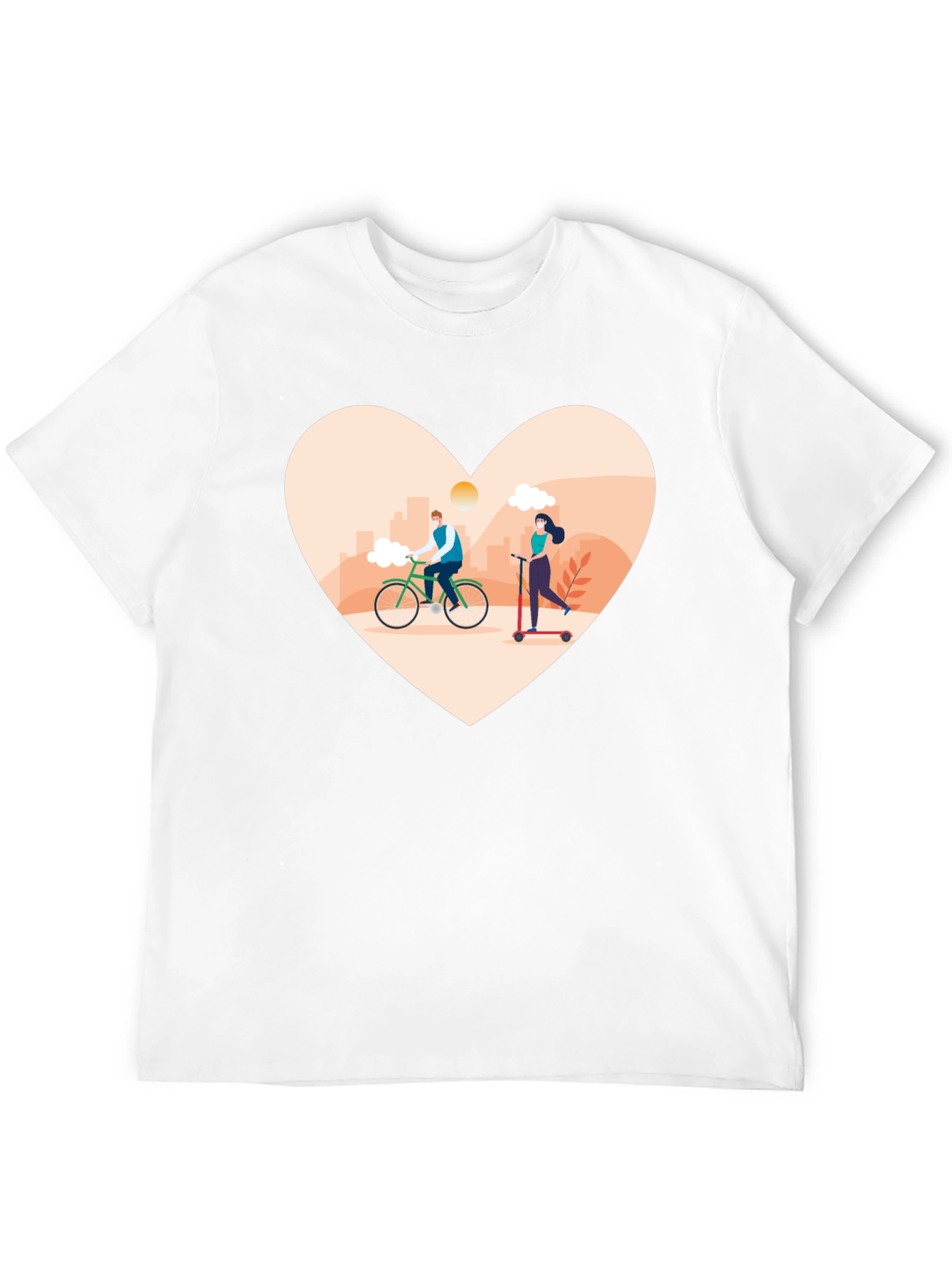 Heart Design T-Shirt - Cyclist & Scooter