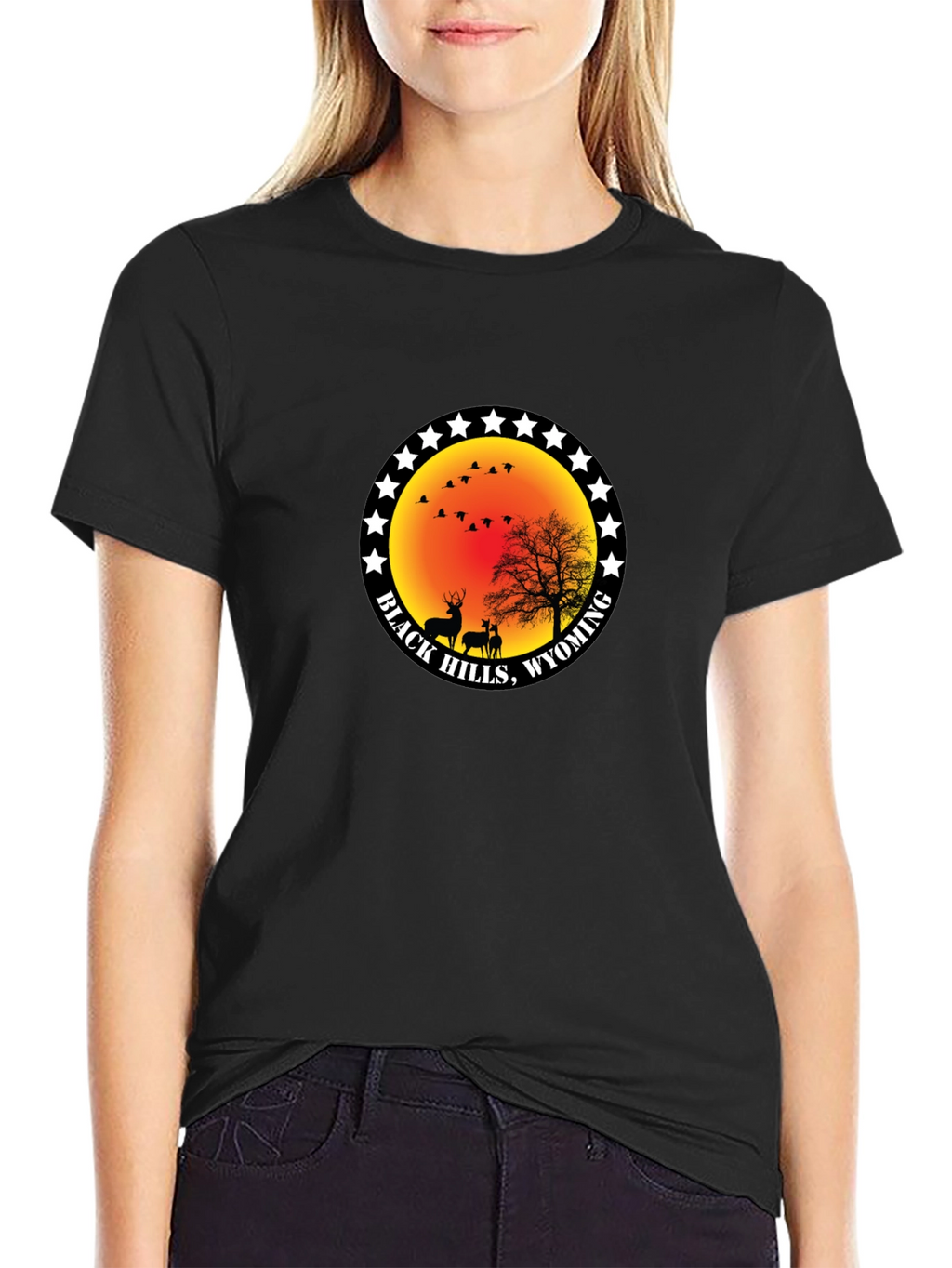Black Hills Wyoming Deer Graphic T-Shirt
