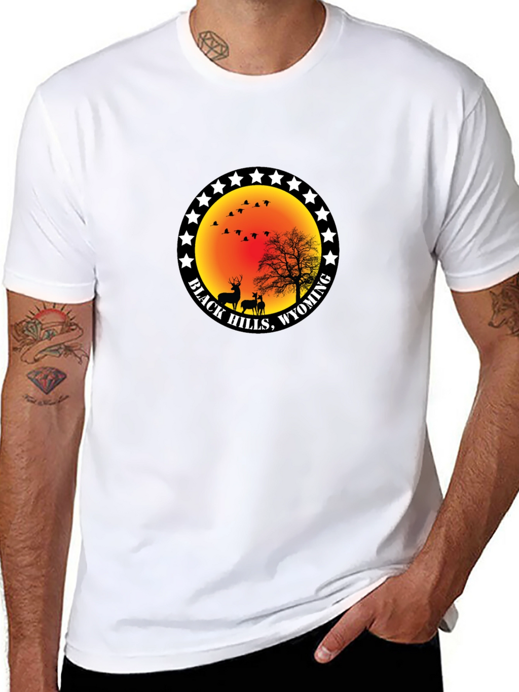 Black Hills Wyoming Deer Graphic T-Shirt