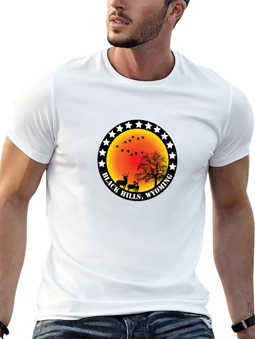 Black Hills Wyoming Deer Graphic T-Shirt