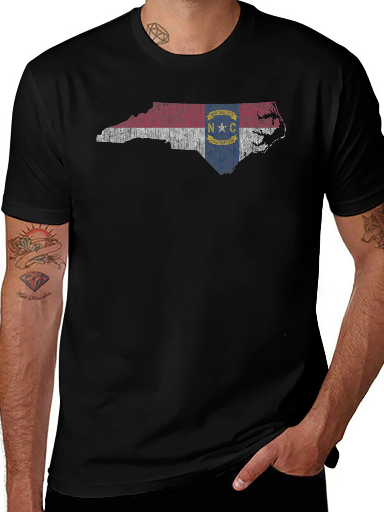 North Carolina State Flag Map Graphic T-Shirt
