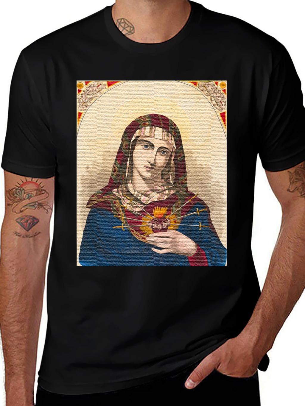 Virgin Mary Graphic T-Shirt - Religious Art Tee