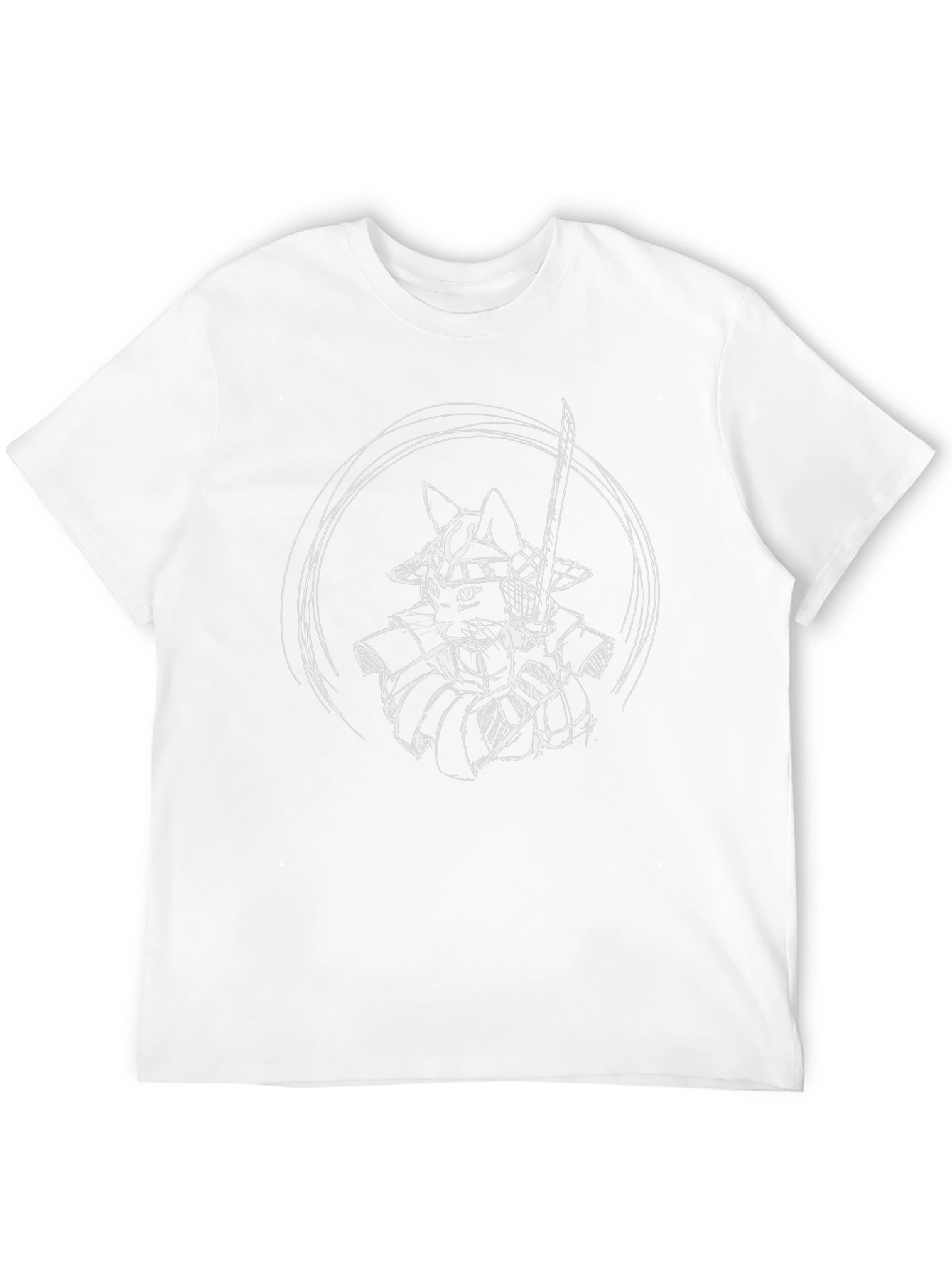 Samurai Cat T-Shirt - Black Cotton Graphic Tee