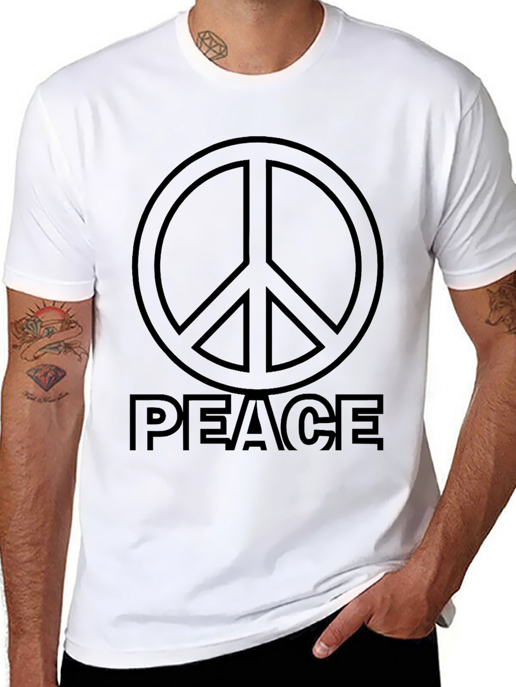 Peace Sign Graphic Black T-Shirt
