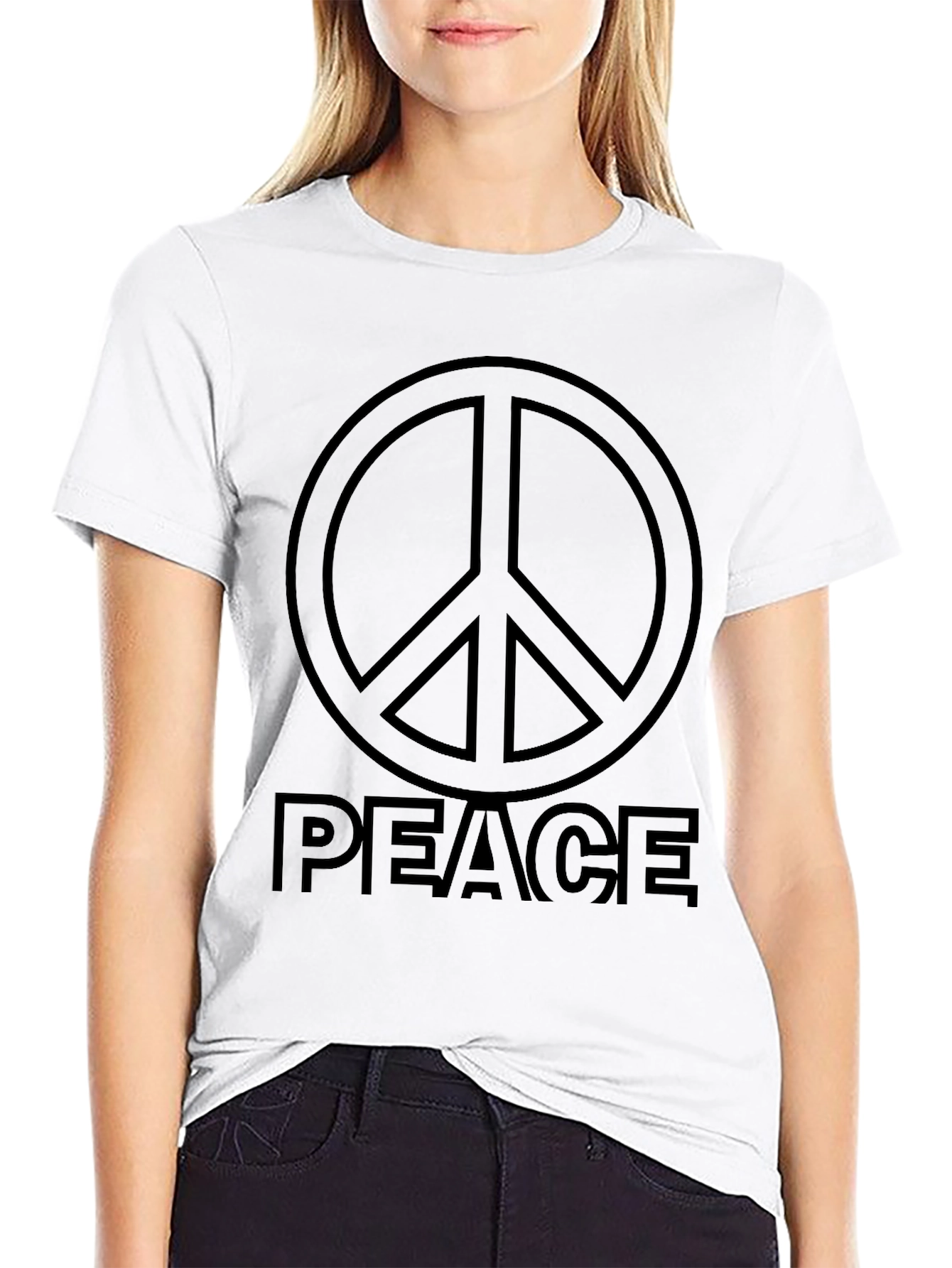 Peace Sign Graphic Black T-Shirt