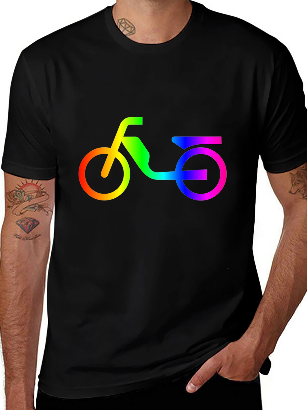 Rainbow Scooter Graphic Tee - Black