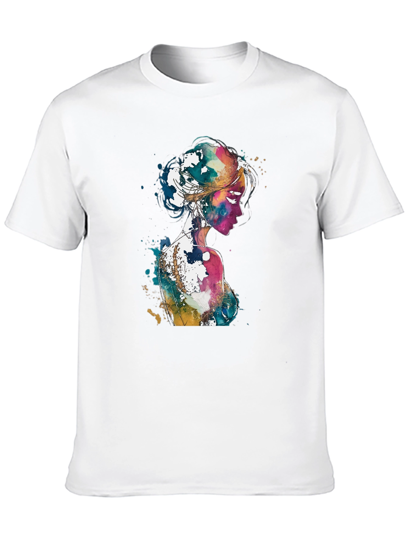 Watercolor Woman Graphic Black T-Shirt