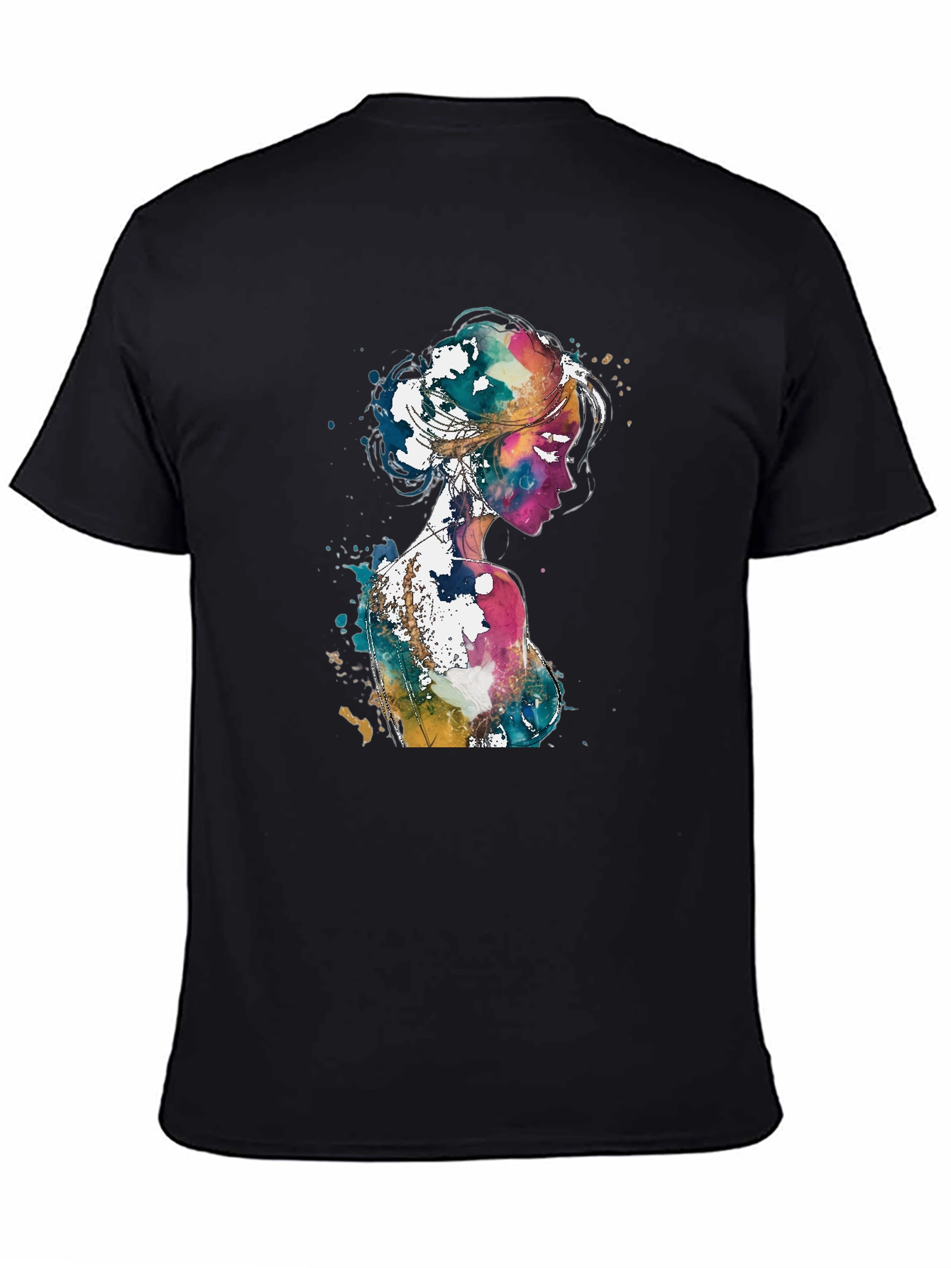 Watercolor Woman Graphic Black T-Shirt
