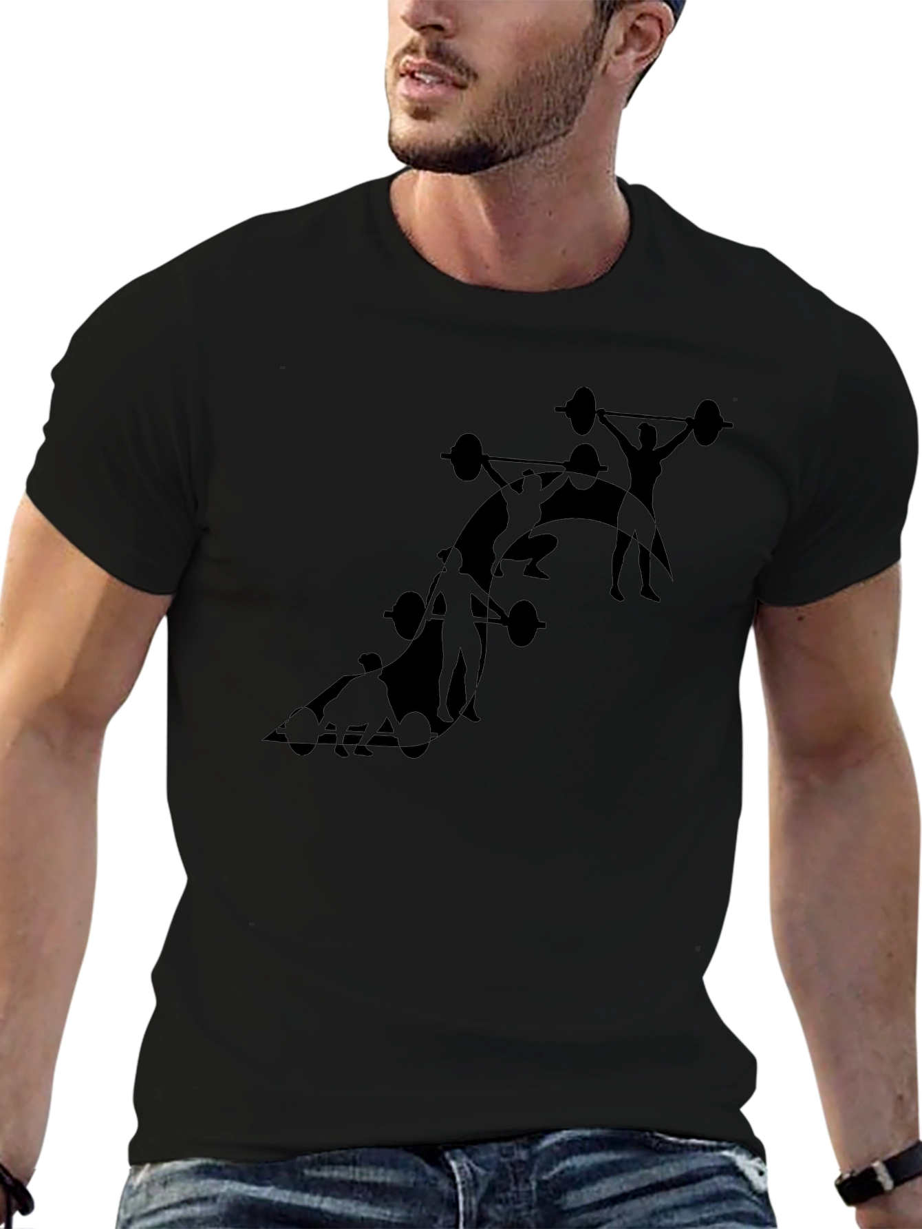 Weightlifting Silhouette Black T-Shirt