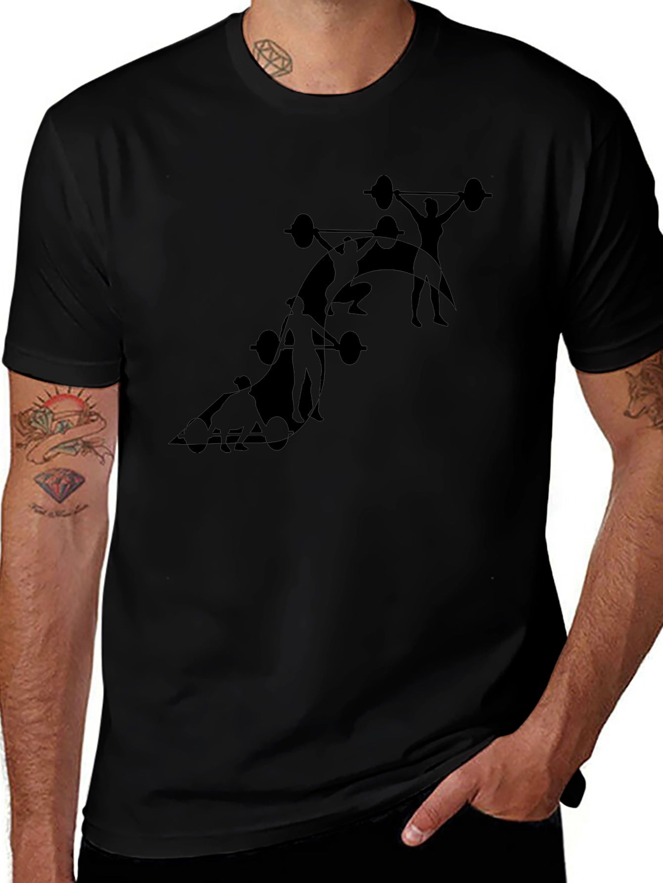 Weightlifting Silhouette Black T-Shirt