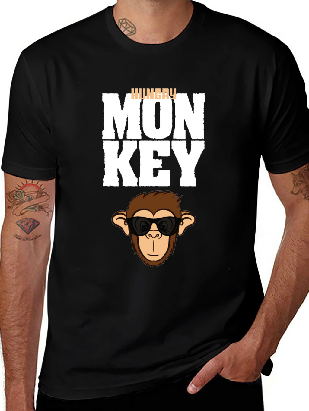 Hungry Monkey Graphic T-Shirt - Cool Cartoon Ape Tee