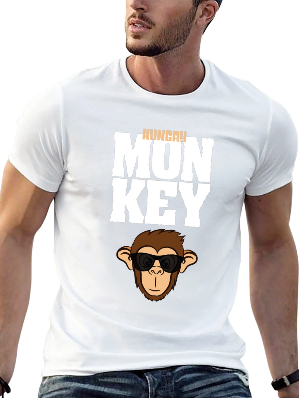Hungry Monkey Graphic T-Shirt - Cool Cartoon Ape Tee