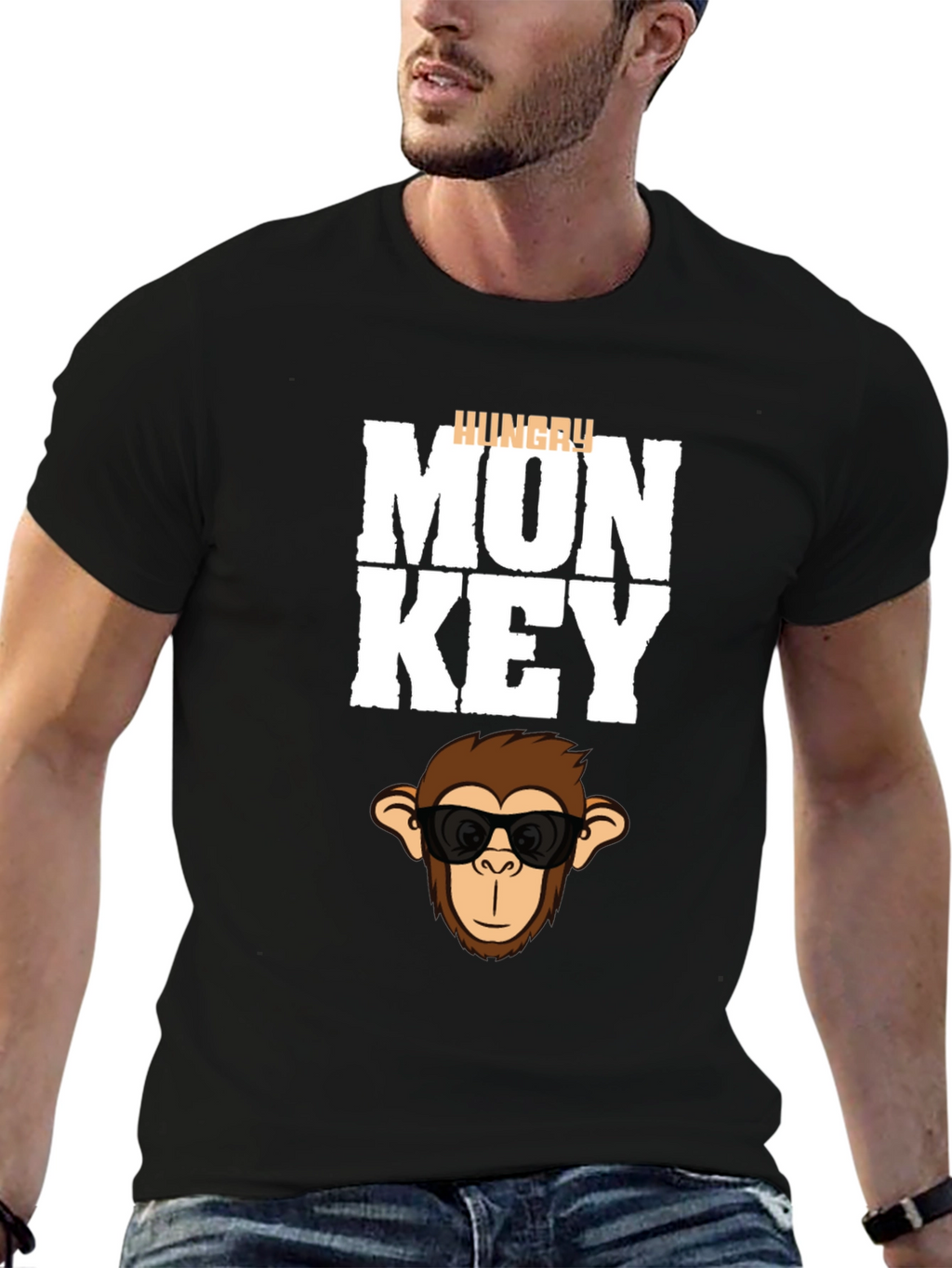 Hungry Monkey Graphic T-Shirt - Cool Cartoon Ape Tee